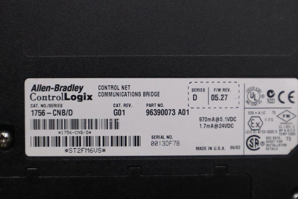 Used Allen Bradley 1756-CNB Series D ControlLogix Communication Module AB STK K-108-D