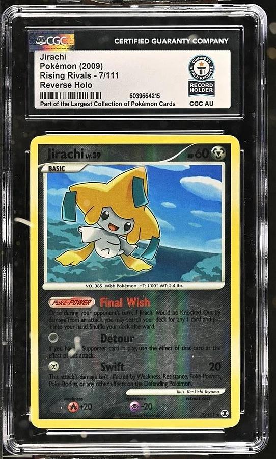 Used JIRACHI REVERSE HOLO 7/111 RISING RIVALS POKEMON CGC WORLD RECORD 1/1 SLAB