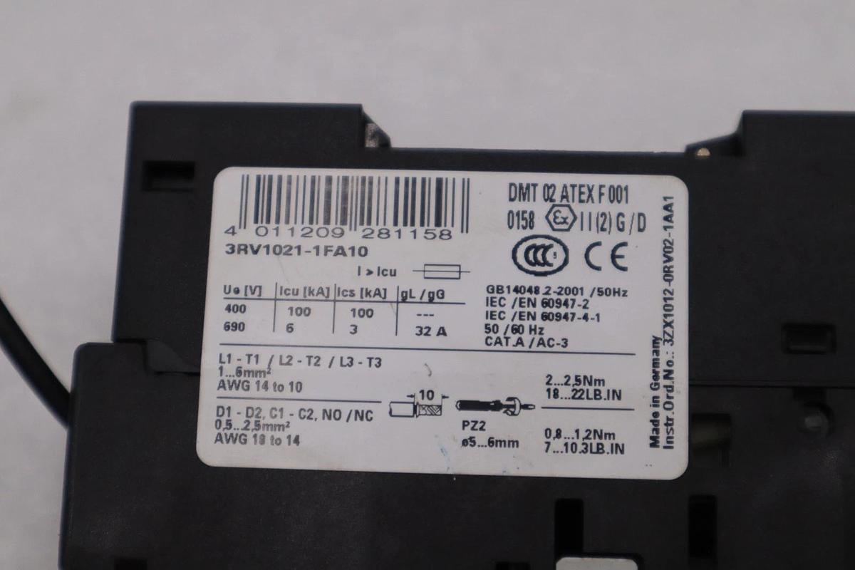 Used SIEMENS 3RV1021-1FA10 3.5-5A MOTOR STARTER STOCK H1830