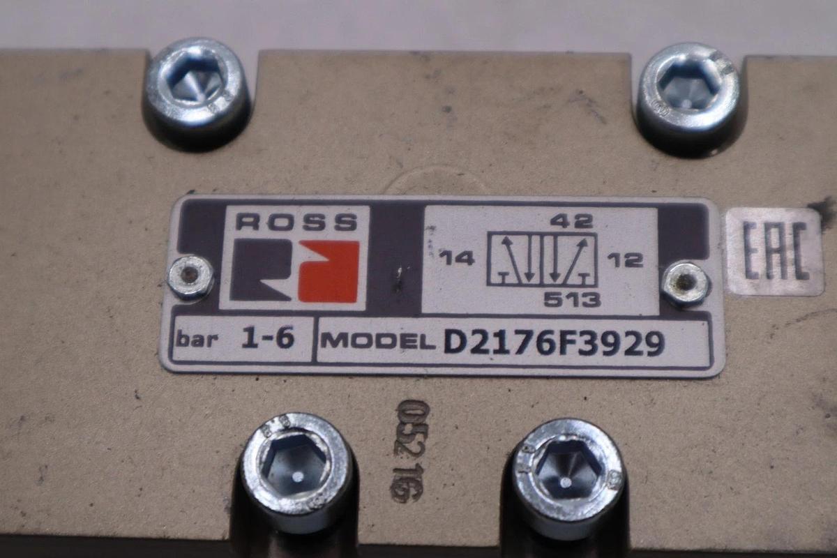 Used ROSS CONTROLS D2176F3929 / D2176F3929W PNEUMATIC VALVE STOCK H1696