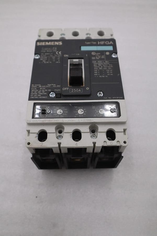 Siemens 3VL3125-2GE33-0AA0 250A Circuit Breaker 600V HFX3P250F HFGA 250 Amp 3P-N