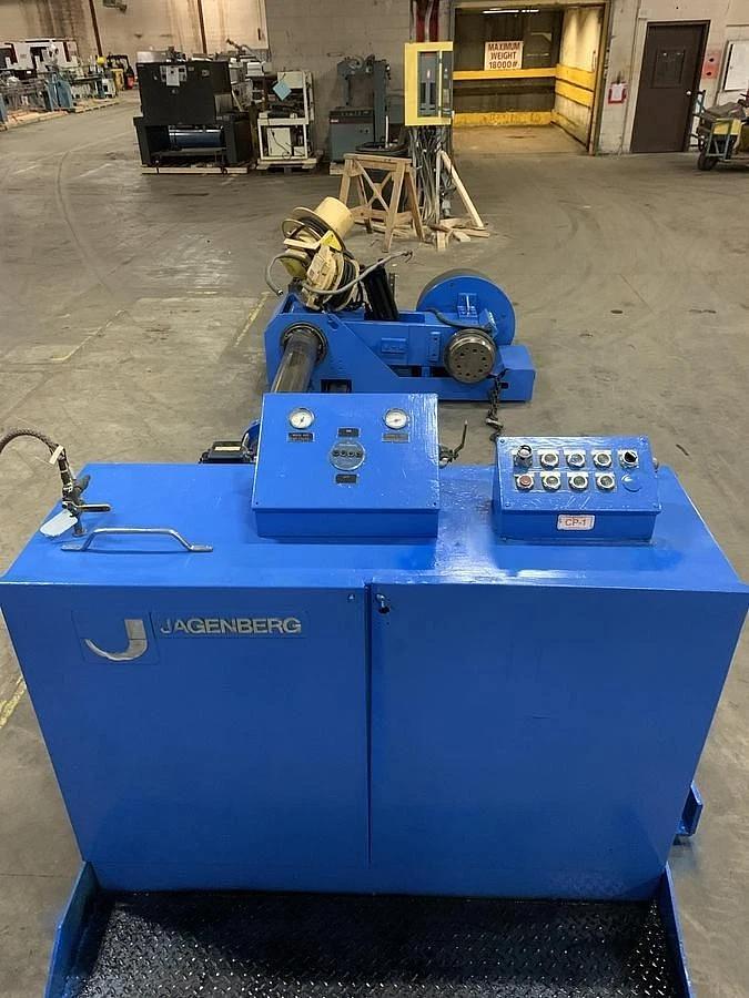 Used 65" JAGENBERG MODEL SE-18 SHAFTLESS FLOOR PICK UP UNWIND STAND 72" ROLL DIAMETER