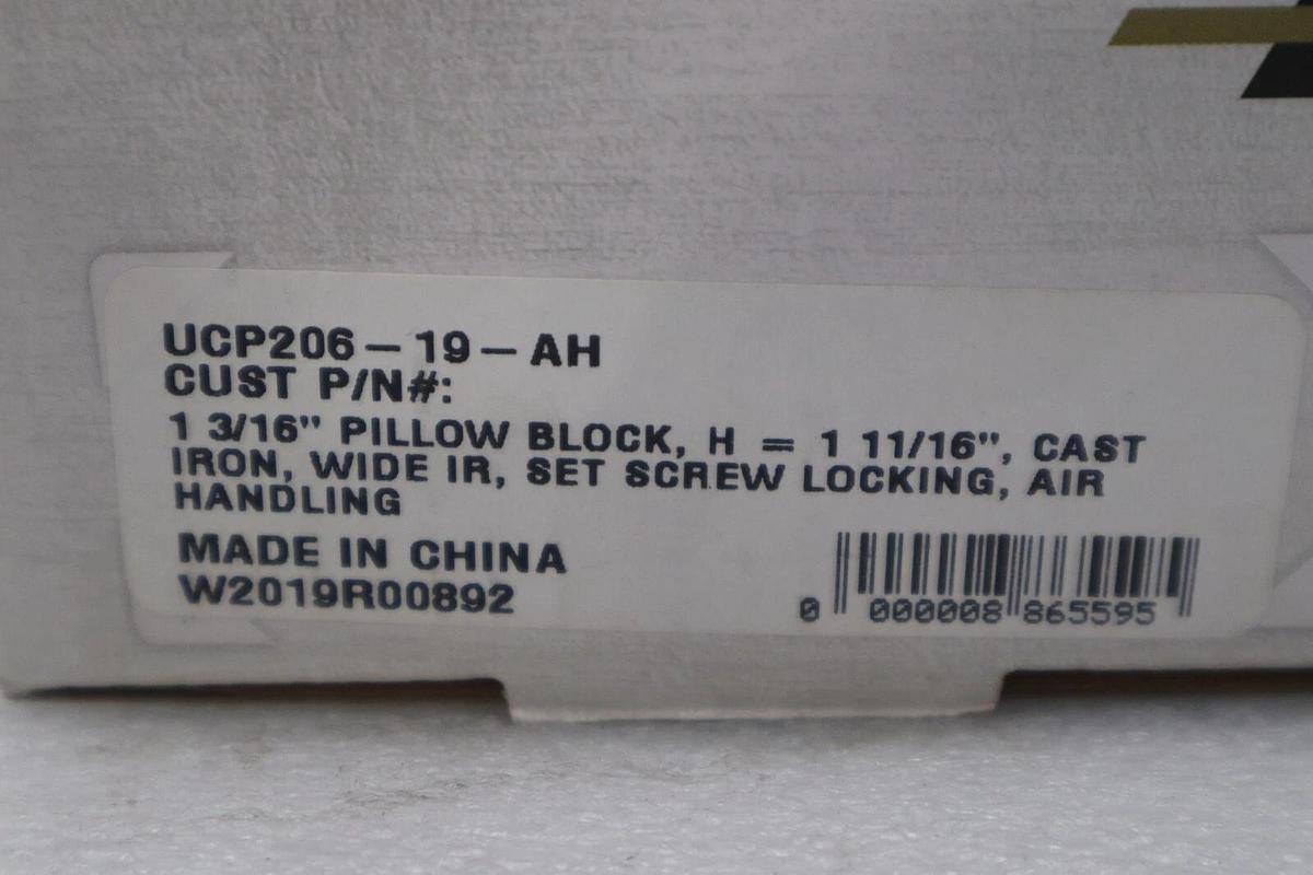 Used LOT OF 2 - Peer UCP206-19-AH 1 3/16" Pillow Block Cast Iron STOCK 815D