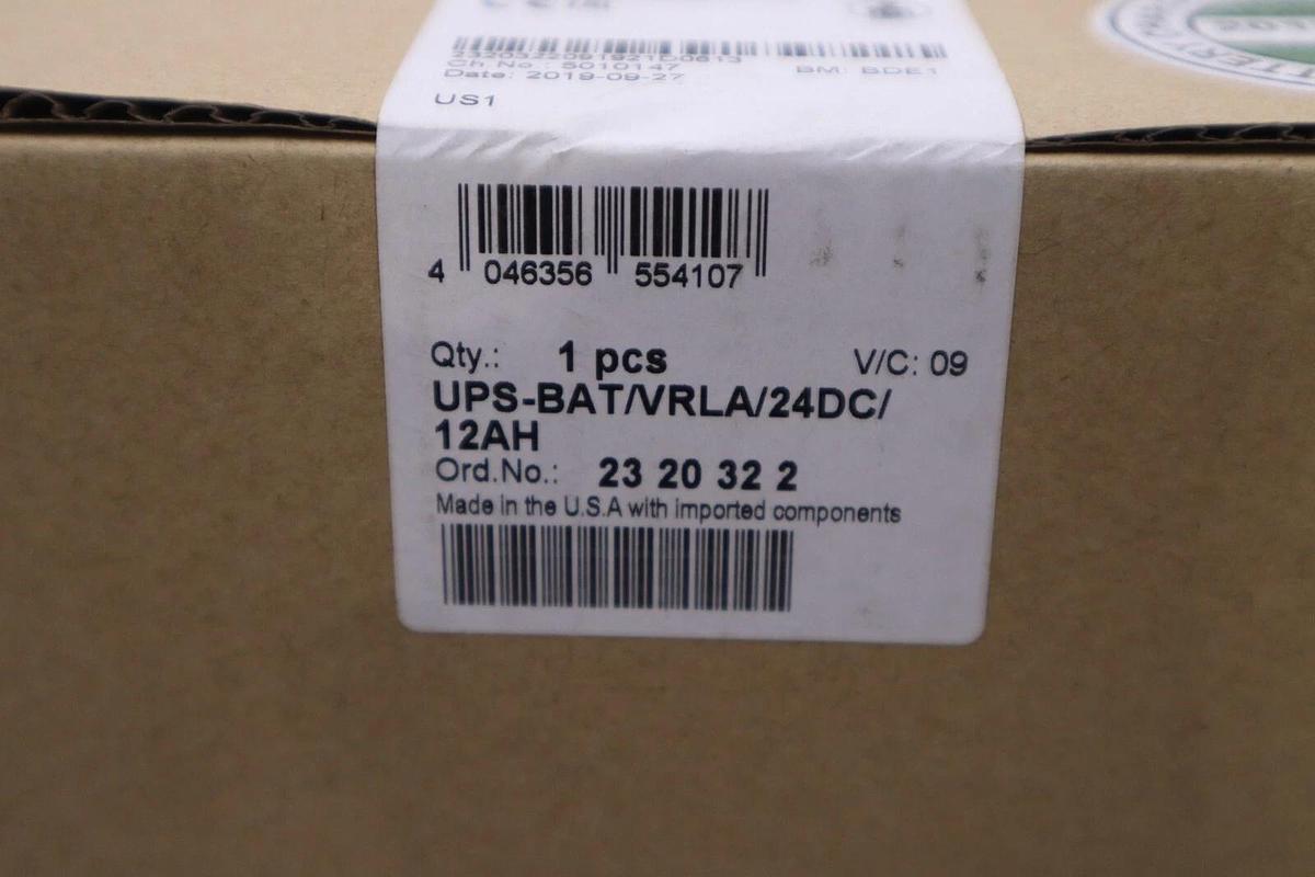Used Phoenix Contact UPS-BAT/VRLA/24DC/12AH Battery Backup NEW SEALED BOX STOCK G124