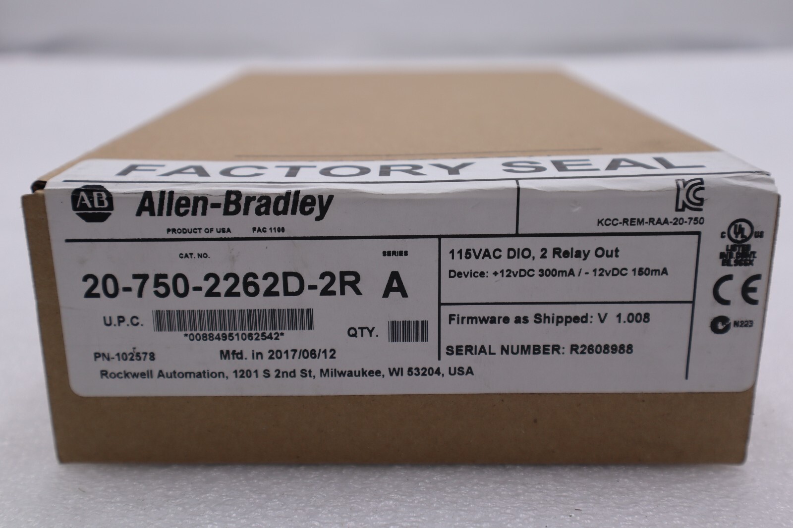 NEW MFG. 2017 Allen Bradley 20-750-2262D-2R /A PowerFlex 750 STOCK 4053