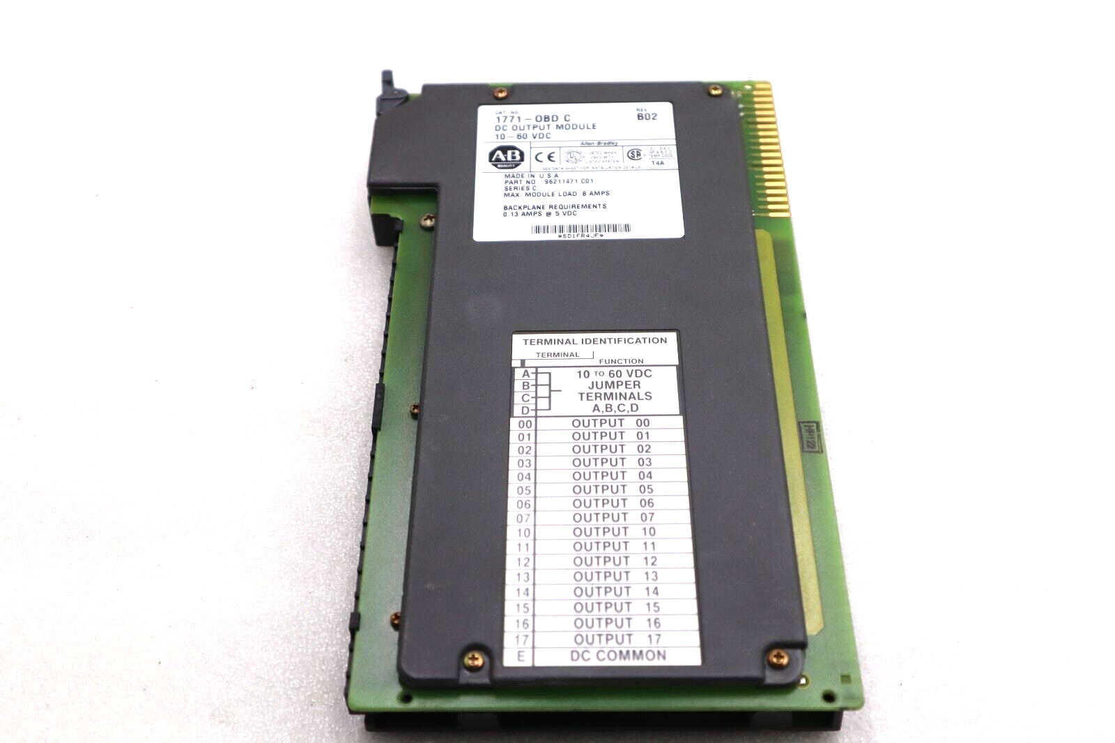 Used ALLEN BRADLEY 1771-OBD/C REV B02 DC OUTPUT MODULE 10-60 VDC STOCK #1795
