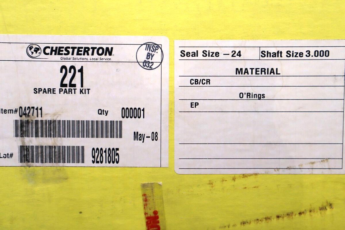 Used NEW CHESTERTON 042711 221 SPARE PART KIT SPLIT STEAL SEAL/24 SHAFT/3.000 #L-460