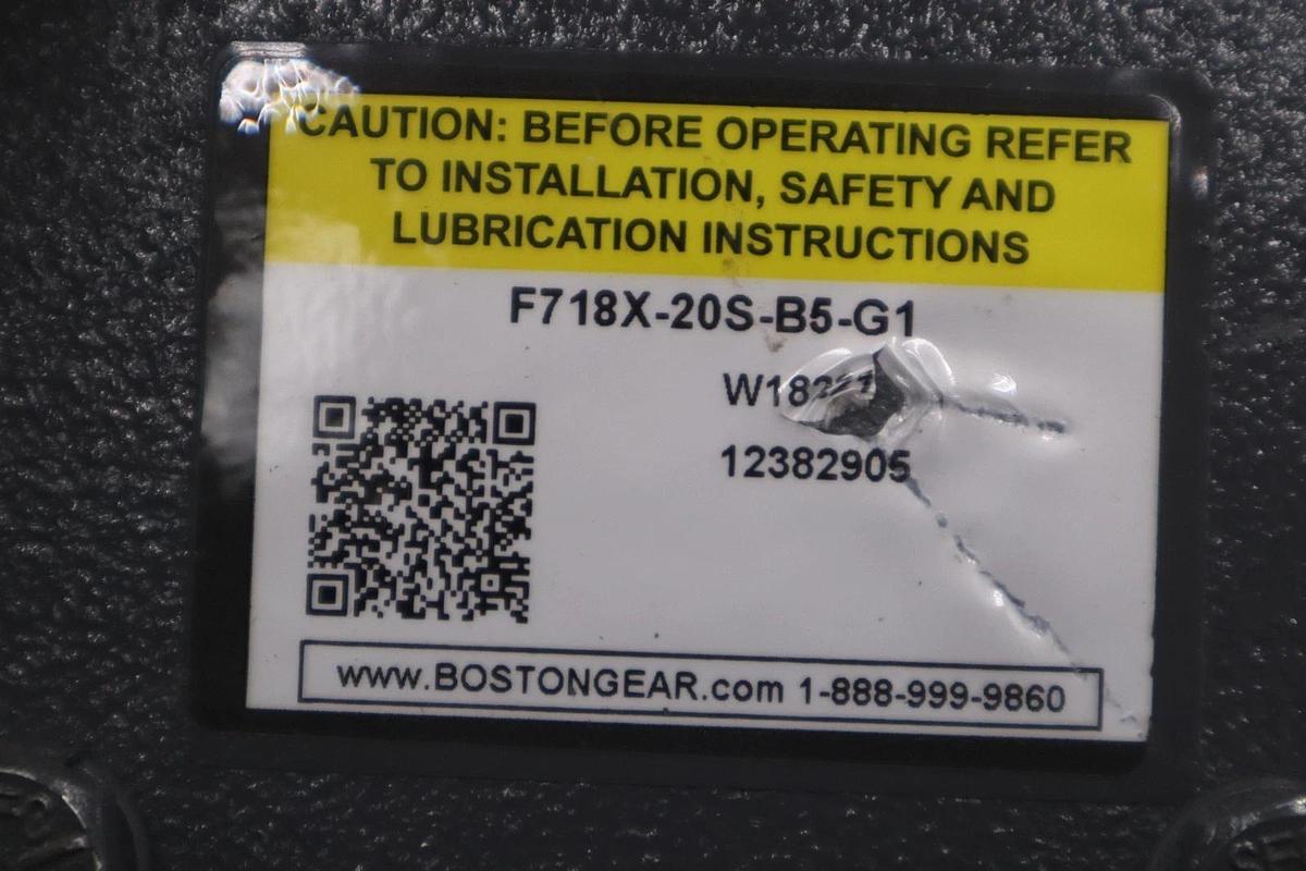 Used BOSTON GEAR F718X-20S-B5-G1 WORM GEAR SPEED REDUCER - STOCK GF615