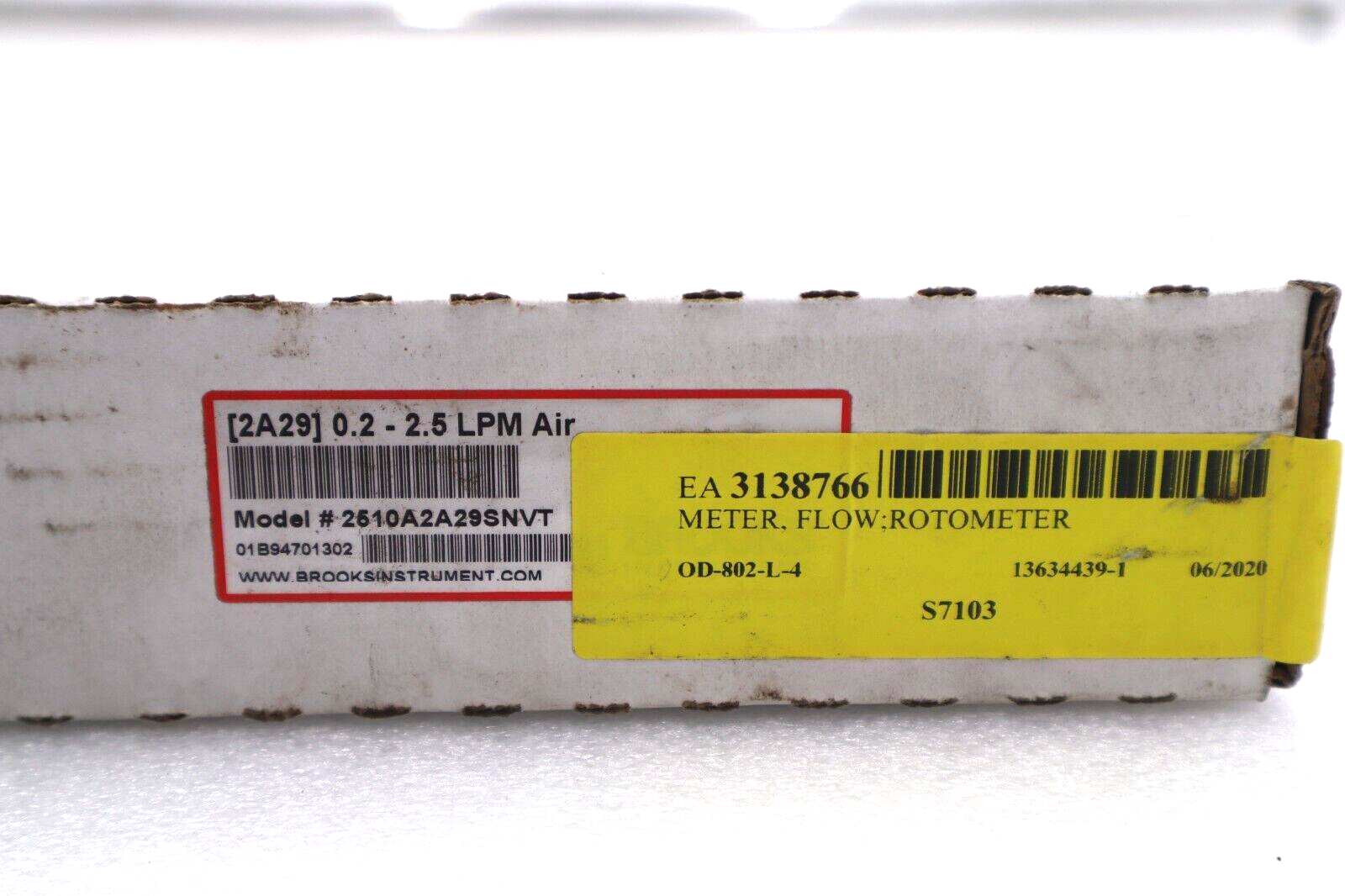 Used Brooks Intrument 2510A2A29SNVT Meter Flow Rotometer New open Box Stock #K-2158
