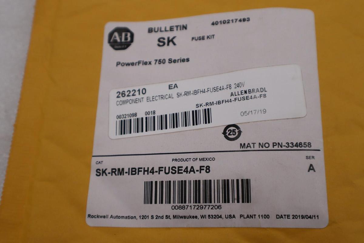 ALLEN BRADLEY NEW PowerFlex 750 Fuse Kit SK-RM-IBFH4-FUSE4A-F8 STOCK G837A