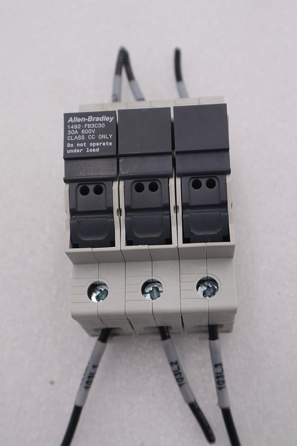 Used ALLEN-BRADLEY 1492-FB3C30 SERIES B 30A 600V CLASS CC FUSE HOLDER STOCK #K-579A