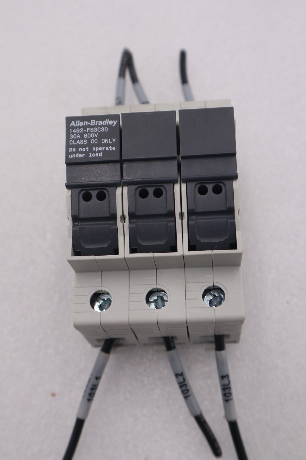 Used ALLEN-BRADLEY 1492-FB3C30 SERIES B 30A 600V CLASS CC FUSE HOLDER STOCK #K-579A
