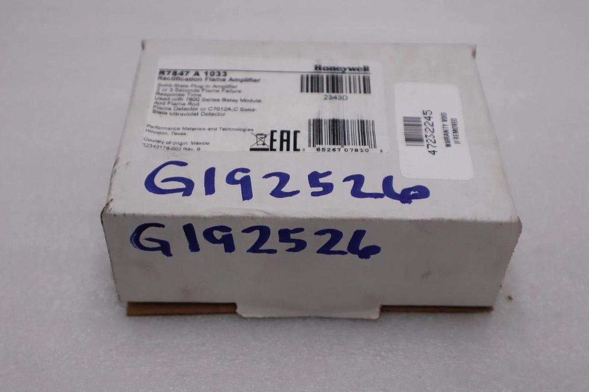 Used Honeywell, R7847 A 1033, Rectification Flame Amplifier, NEW (R7847A1033) #H964A