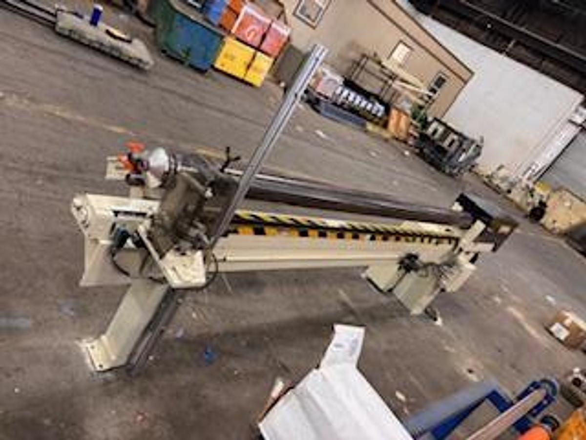 Used APPLETON / MENASHA P500 SEMI-AUTO CORE CUTTER 120" X 6" DIAMETER