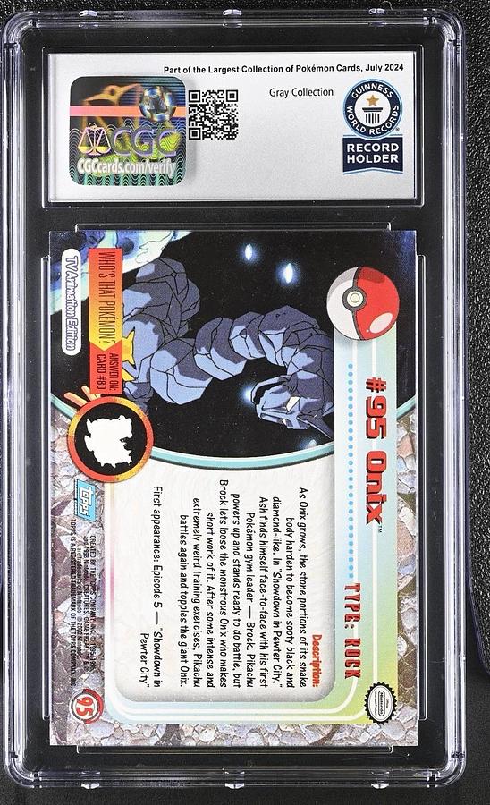 Used 2000 TOPPS POKEMON TV ANIMATION SERIES 2 #95 ONIX CGC GUINNESS WORLD RECORD 1/1