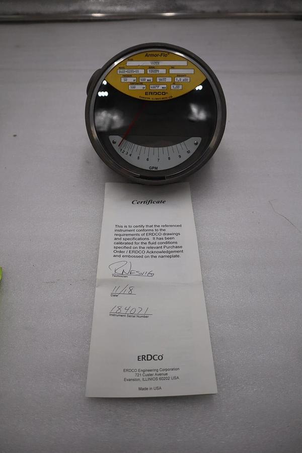 NEW ARMOR-FLO 3461-02T0-11 SERIAL 184071 FLOW METER STOCK G417A