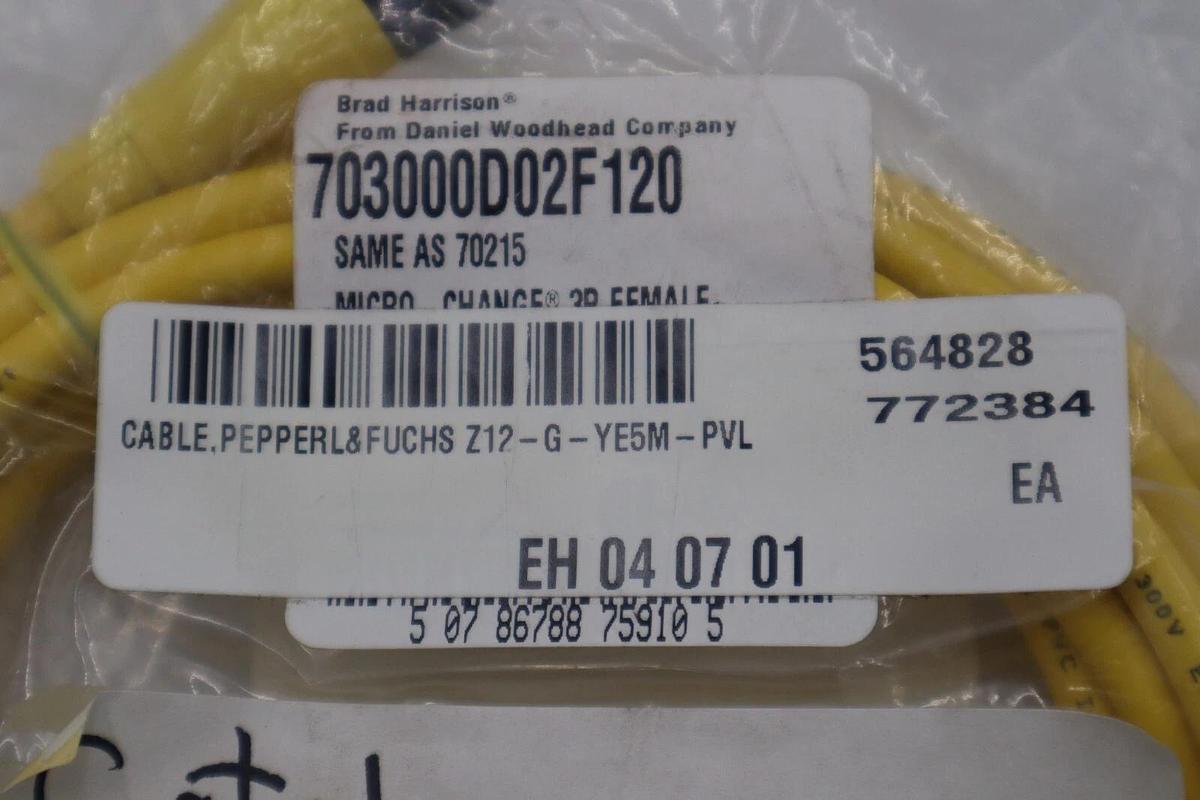 Used BRAD NEW HARRISON 703000D02F120 SINGLE END MICRO CHANGE CORDSET NEW STOCK G947A