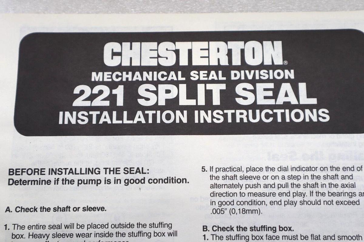 NEW CHESTERTON 42707 221 SPLIT SEAL SPK CB/CR EP SIZE -14 #L-456