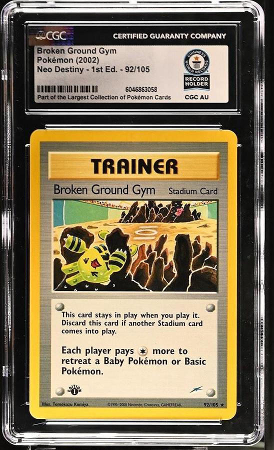 Used 2002 POKEMON NEO DESTINY #92 BROKEN GROUND GYM 1ST EDITION CGC WORLD RECORD 1/1