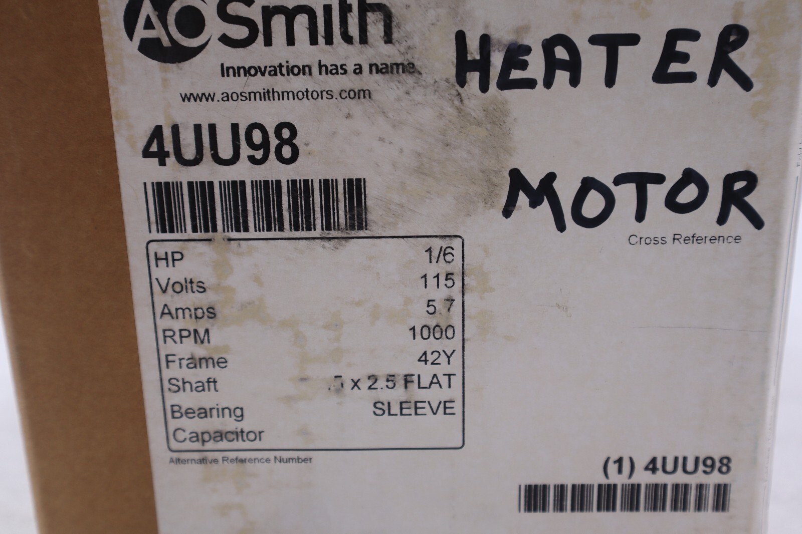 Used NEW OPEN BOX Ao Smith 4UU95 Unit Heater Motor 42y  1/6hp 1000rpm 115v-ac #2022-A
