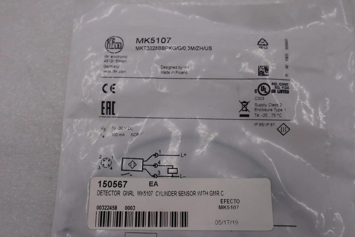 EFECTOR MK5107/ MKT3028BBPKG/G/0,3M/ZH/US SENSOR STOCK H1645A