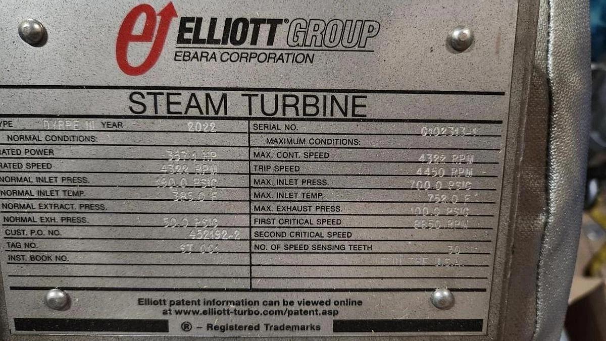 ELLIOT GROUP TYPE DYRPE III STEAM TURBINE MANUFACTURED 2022 (NEVER USED)