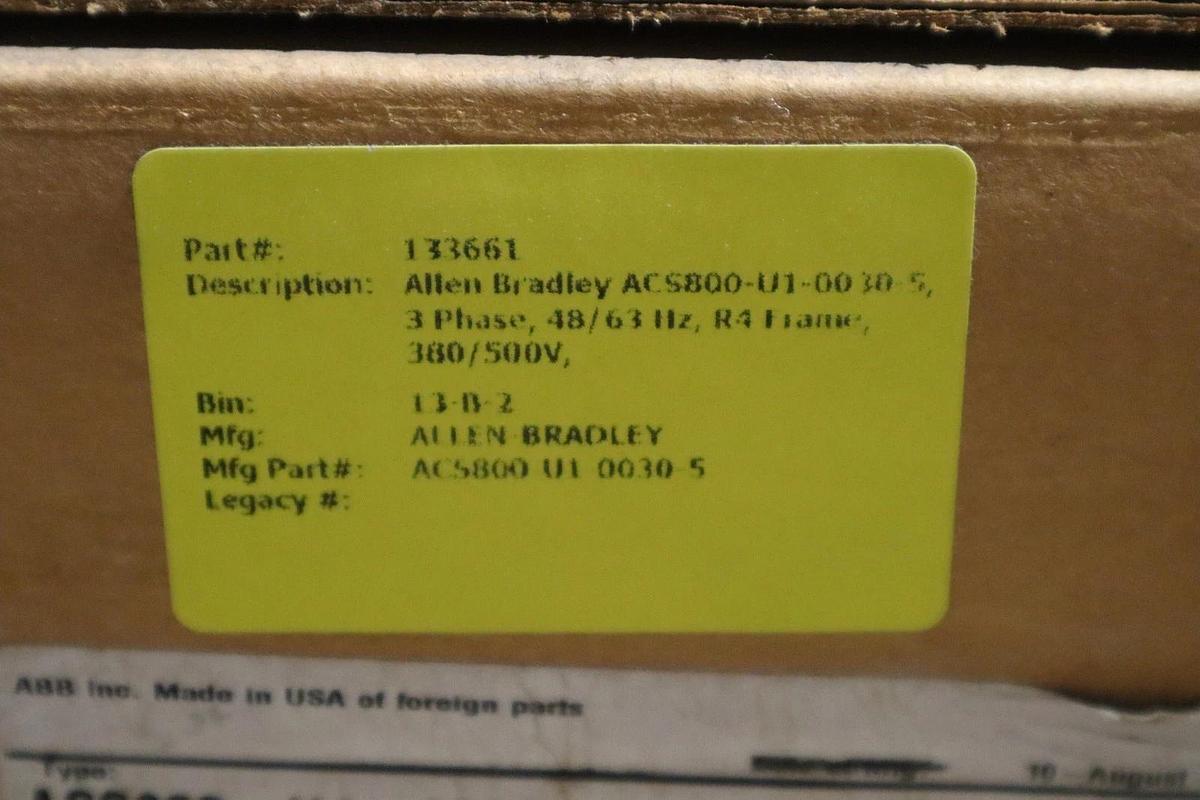 Used 30 HP ABB ACS800-U1-0030-5+B056 / ACS800U100305+B056 DRIVE UNIT NEW STOCK CC-23