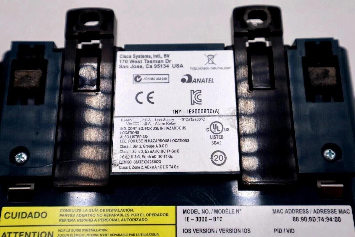 Used ANATEL CISCO IE 3000 IE30008TC ETHERNET SWITCH #L-280