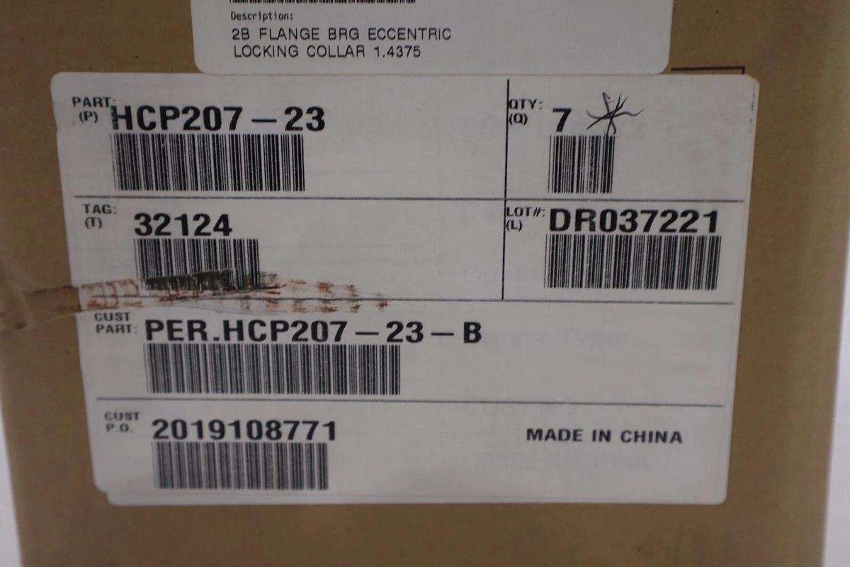 Used PEER PILLOW BLOCK HCP207-23 (BOX OF 7 UNITS) NEW STOCK 808-D