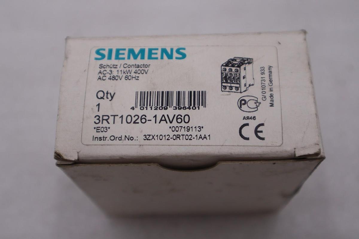 SIEMENS 3RT1026-1AV60 MOTOR STARTER CONTACTOR - NEW IN BOX - STOCK GF563A