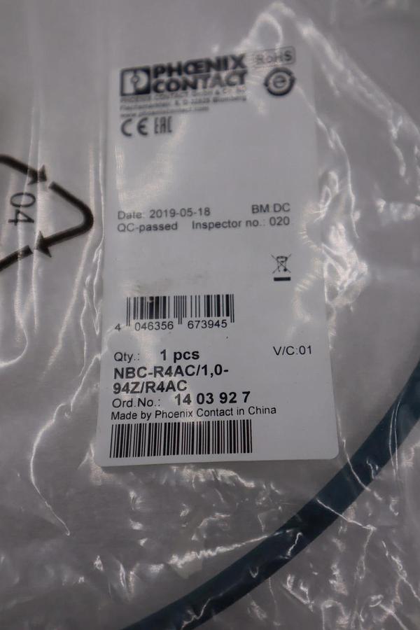 Used NEW Phoenix Contact NBC-R4AC/1,0-94Z/R4AC Ethernet Cable STK G968A