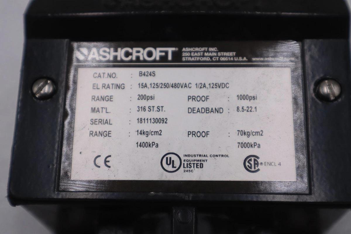 NEW OPEN BOX B424S ASHCROFT PRESSURE SWITCH STK L196CC