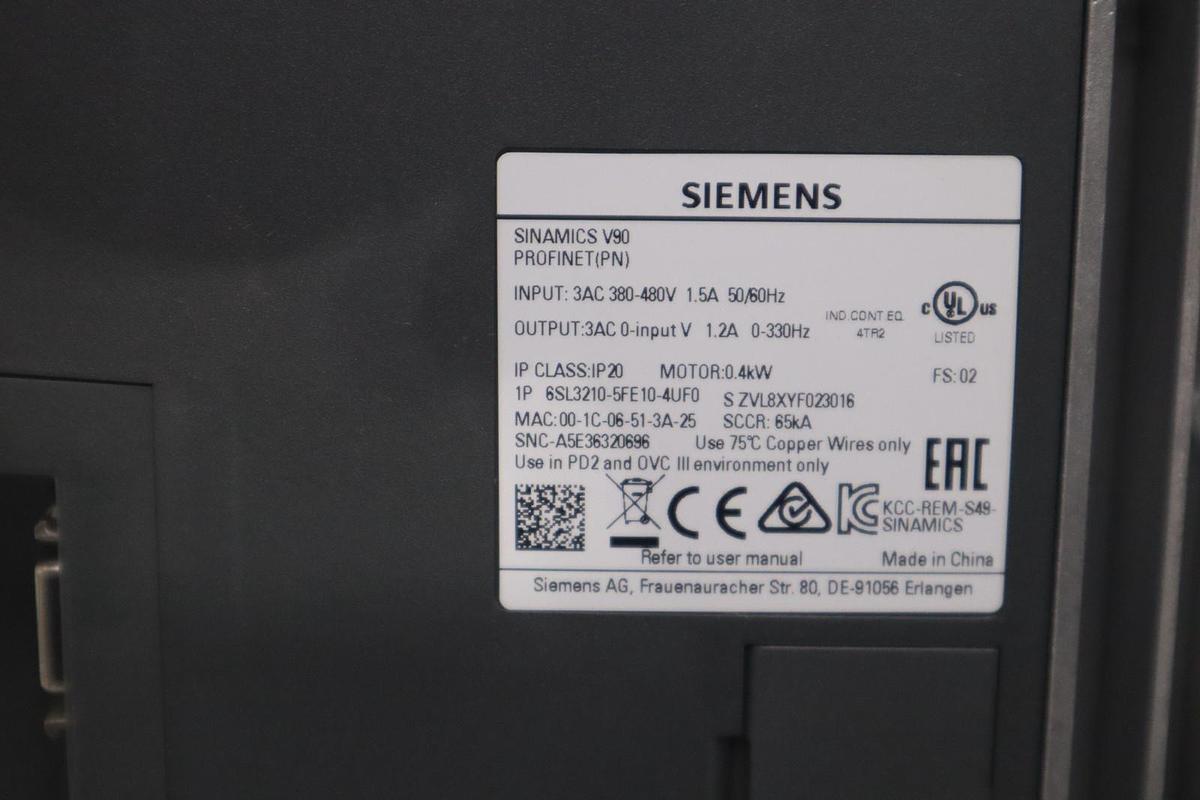 Used SIEMENS 6SL3210-5FE10-4UF0 / 6SL32105FE104UF0 -STOCK H809C