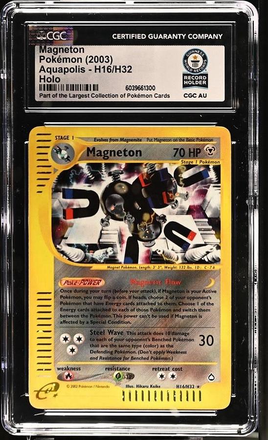 Used 2003 Pokemon Aquapolis # H16 Magneton Holo CGC GUINNESS WORLD RECORD SLAB 1/1