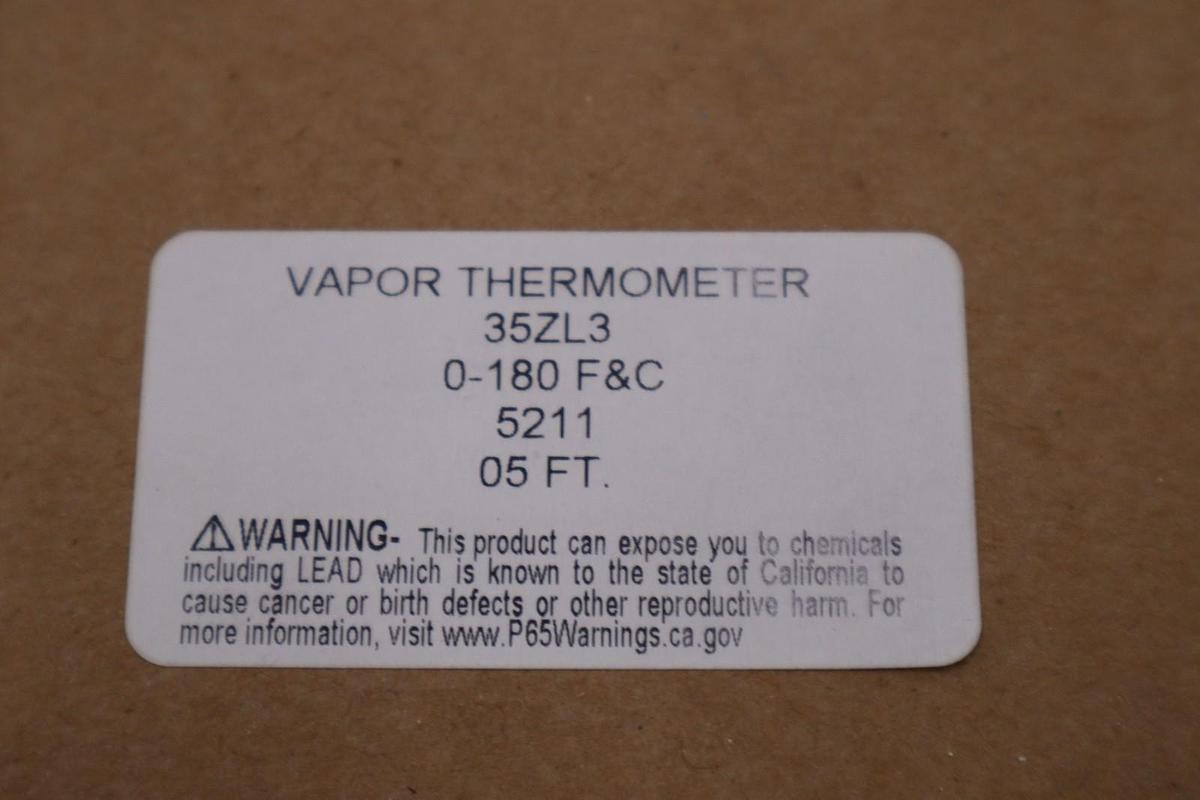 Used WEISS 35ZL3-5211 VAPOR THERMOMETER 0- 180° F NEW OPEN BOX STOCK 5710CC