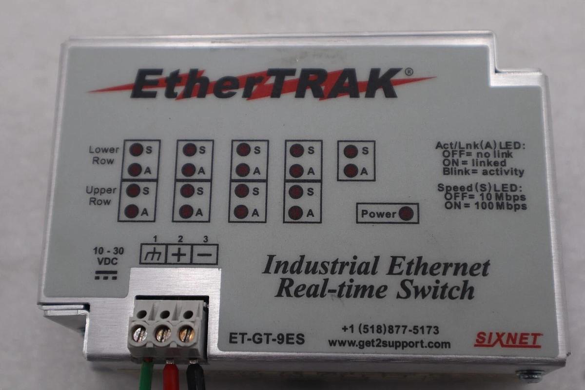 Used Sixnet Model: ET-GT-9ES-1 Real-time Industrial EtherTRAK Switch STOCK L-288-C