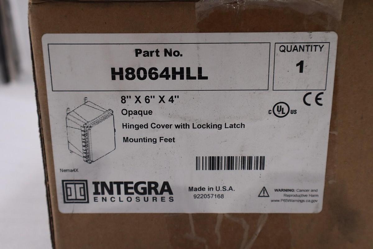 NEW INTEGRA ENCLOSURE H8064HLL Hinged Cover with Locking Latch STOCK H160