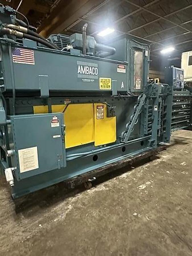 Used AMERICAN MODEL 12847 HORIZONTAL AUTO-TIE BALER WITH ALLEN BRADLEY CONTROLS 60 HP