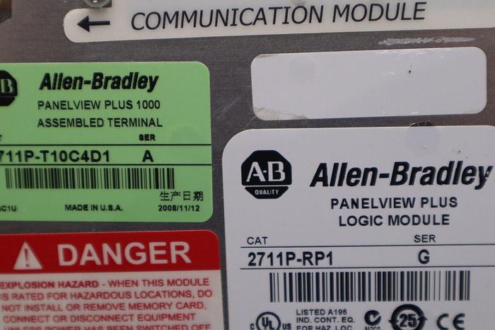 Used Allen Bradley 2711P-RDT10C W/ 2711P-T10C4D1 PLUS 2711P-RP1  Panelview STOCK 4815