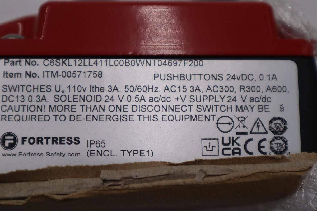 FORTRESS INTERLOCKS ITM-00571758 PART NO C6SKL12LL411L00B0WNT04697F200 #2555C
