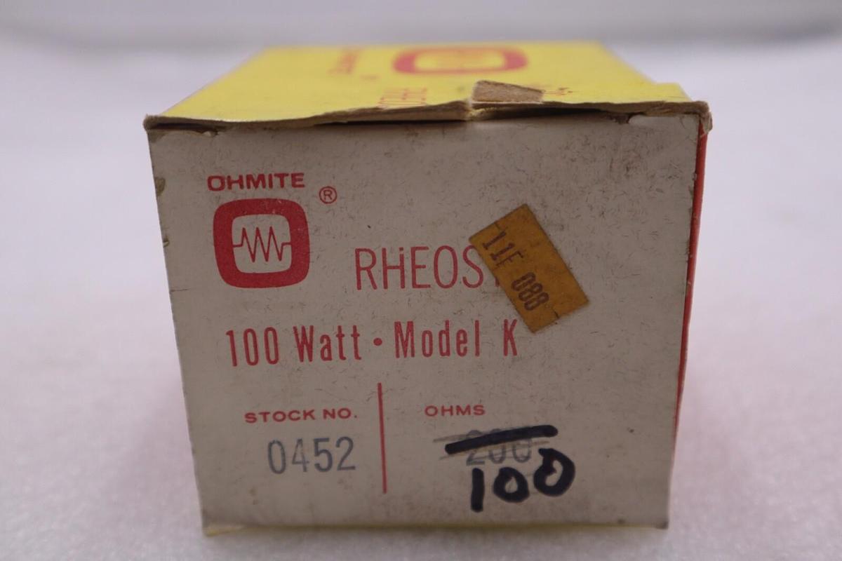 Used OHMITE 0452 RHEOSTAT 100W MODEL K #K-3023