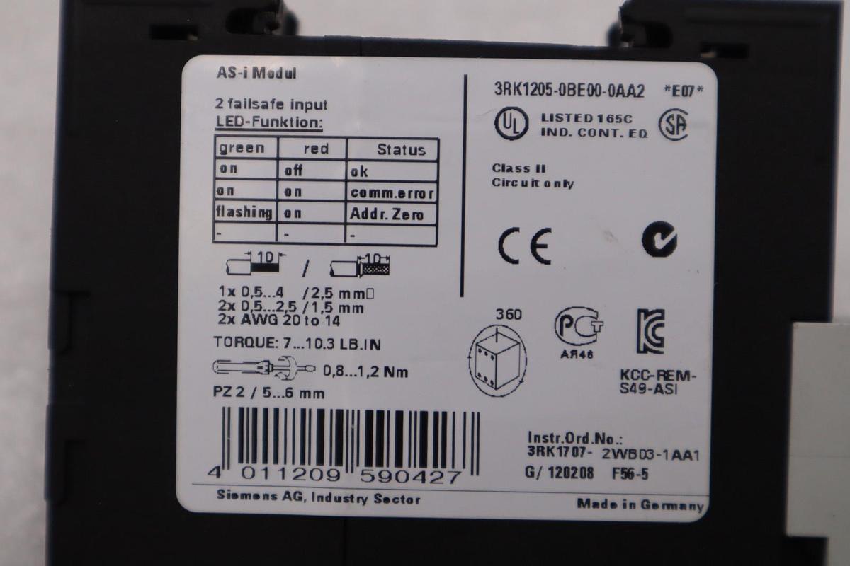 Used Siemens 3RK1205-0BE00-0AA2 Safety Relay STOCK H1494A