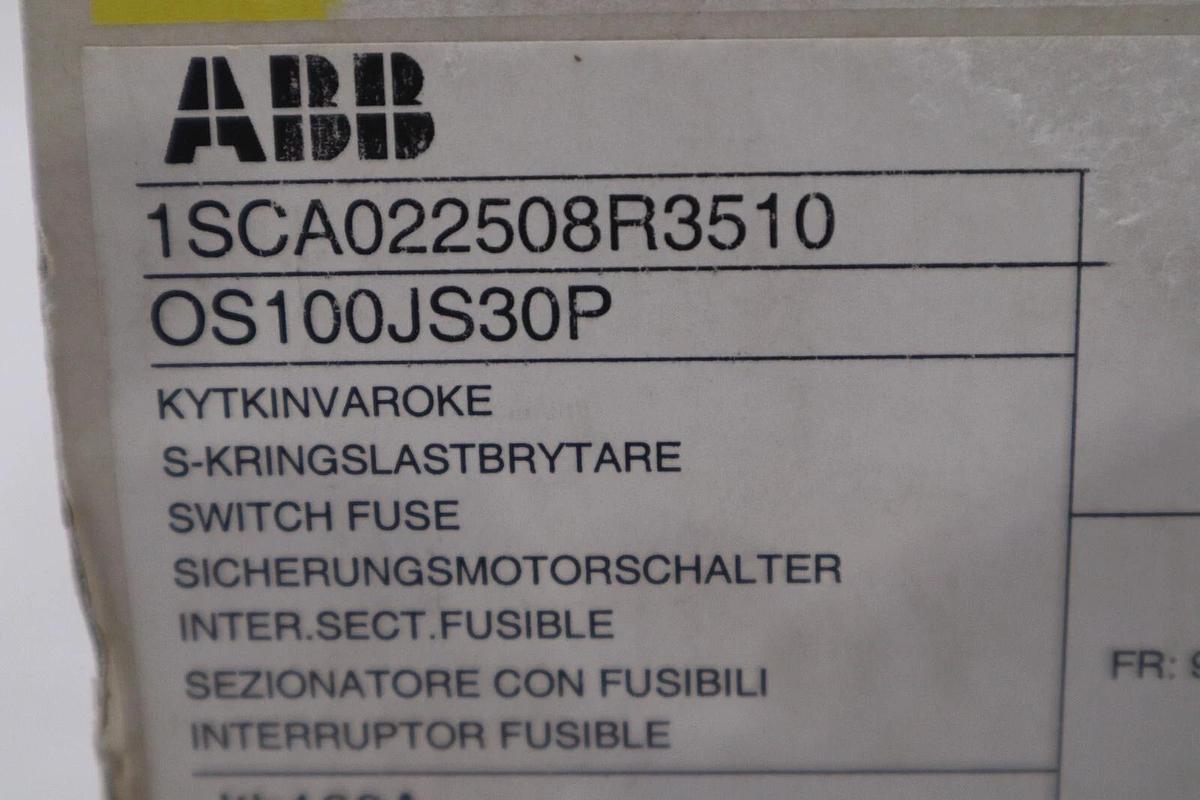 Used NEW IN BOX ABB OS100JS30P Fusible Disconnect Switch 3 Pole STOCK G146A