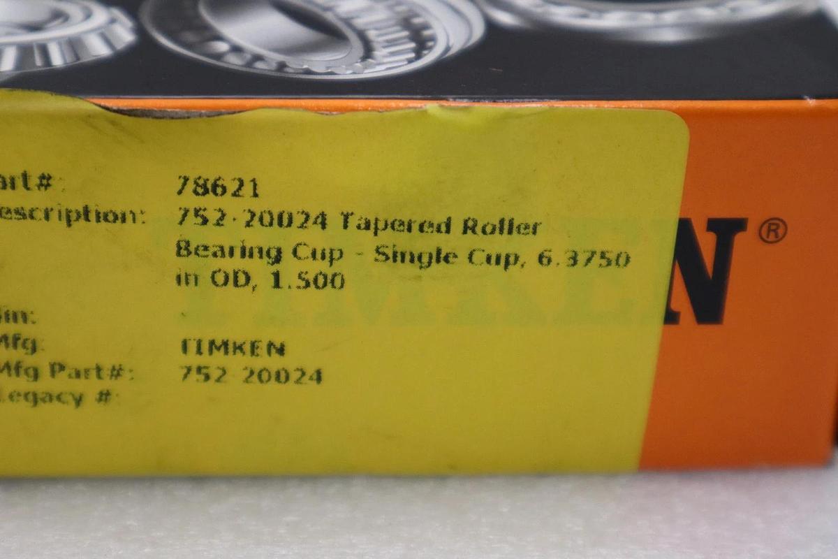Used NEW Timken 752 Tapered Roller Bearing STOCK 1663CC
