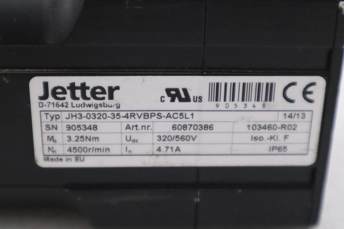 Used Jetter JH3-0320-35-4RVBPS-AC5L1 Servo Motor 4500-RPM 1.2KW 320V STOCK H1154