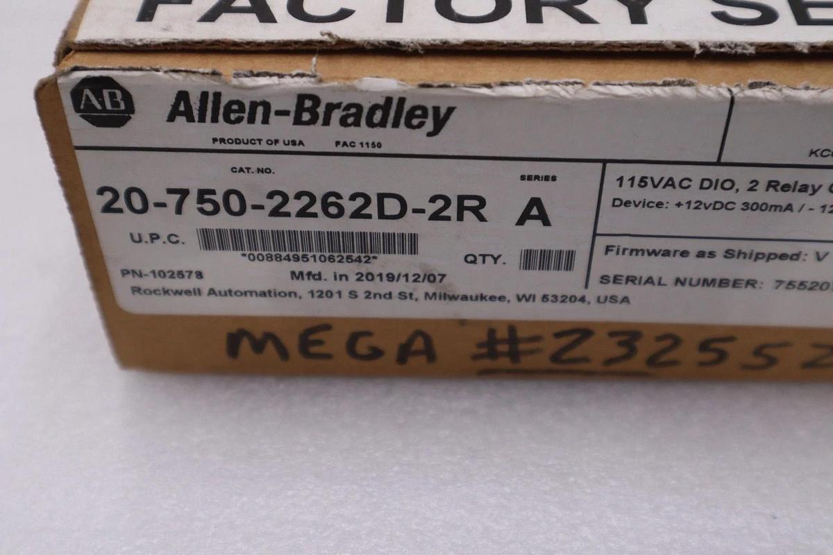 Used ALLEN BRADLEY 20-750-2262D-2R I/O POWERFLEX OPTION MODULE SER. A - STK GF295