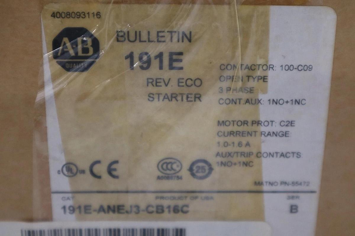 Allen-Bradley 191E-ANEJ3-CB16C Rev Starter NEW OPEN BOX STOCK H206