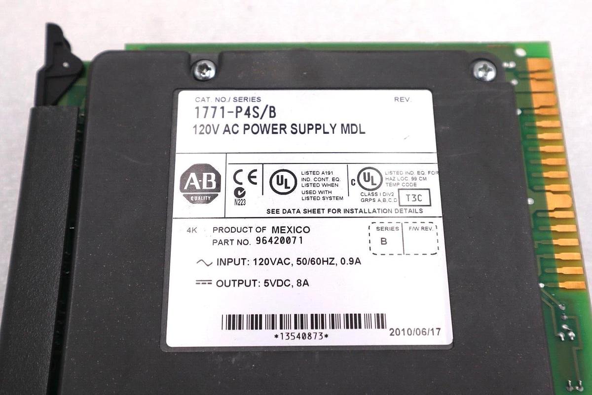 Used ALLEN BRADLEY 1771-P4S SER B 120V AC POWER SUPPLY MODULE #L-520
