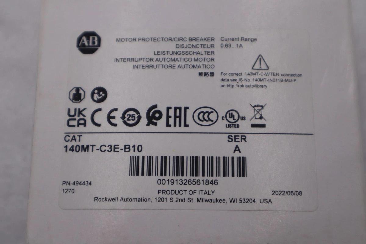 Used NEW IN BOX Allen Bradley 140MT-C3E-B10 Motor Protection Circuit Breaker #H715A