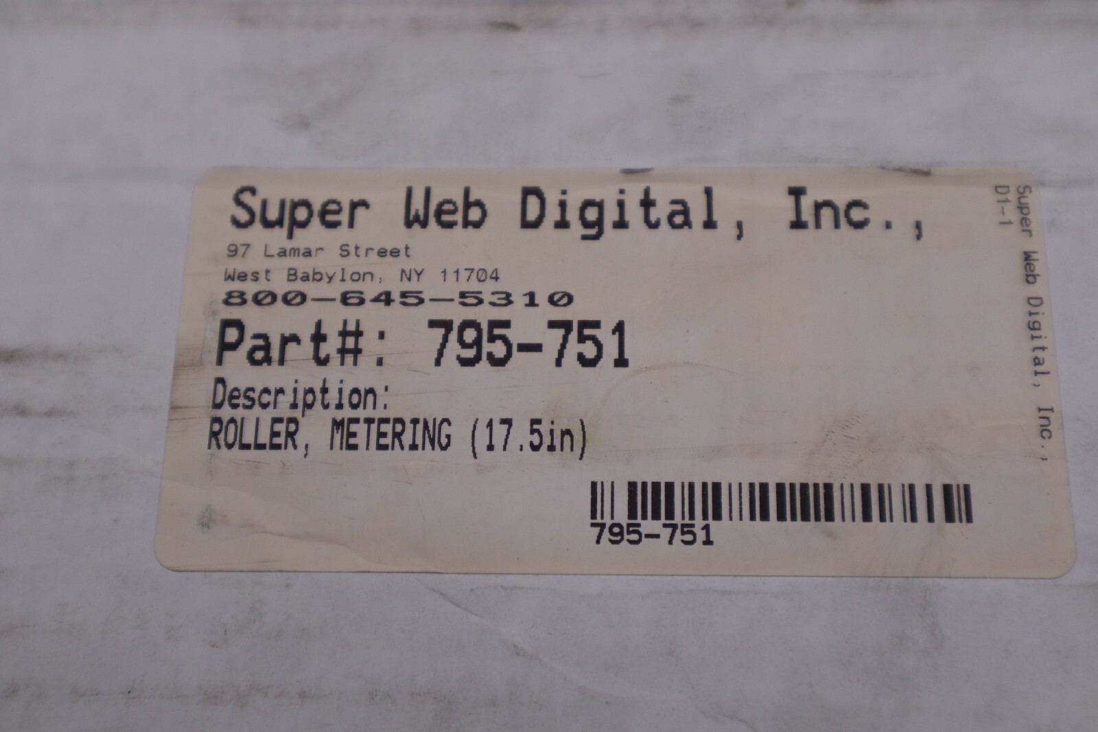 NEW SUPERWEB INK DISTRIBUTOR ROLLER 795-751/ 48485 STOCK W-43